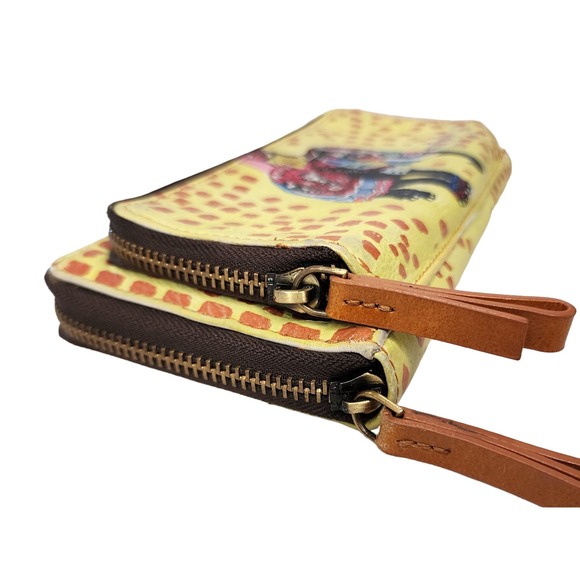 Artistic Expressions by Sharif 1827 VTG Hand Painted Elephant Zip Around Wallet - Picture 2 of 11